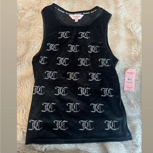 Juicy Couture Black Velour Tank with Crystal JC Motif